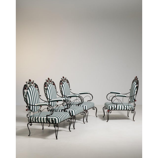 1950s Black Iron Set of 4 Outdoor Chairs For Sale - Image 16 of 17
