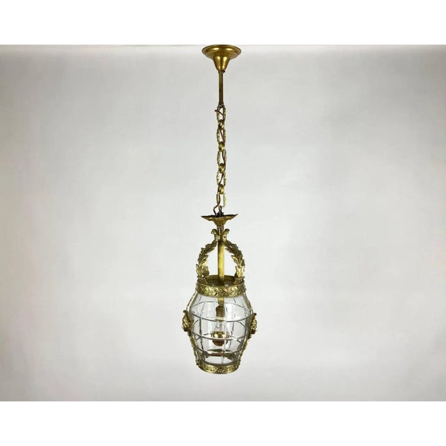 Antique Bronze Lantern Ceiling Light, France, 1920s For Sale - Image 10 of 10