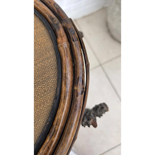 Antique French Bamboo Side Table Japonisme Aesthetic Movement Oval Rattan Cane Occasional Table Victorian Chinoiserie Furniture For Sale - Image 17 of 17