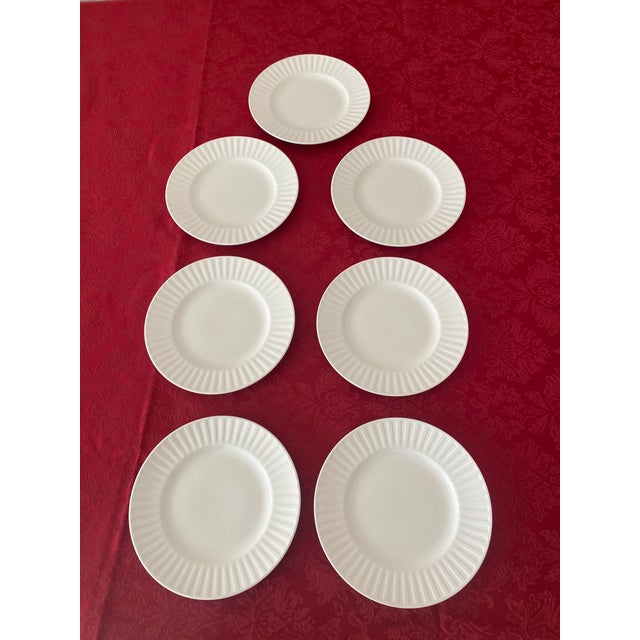 Ceramic Late 20th Century Classic Elegance Wedgwood White Night and Day Bone China Seven 5 Piece Place Settings- 35 Pieces For Sale - Image 7 of 12