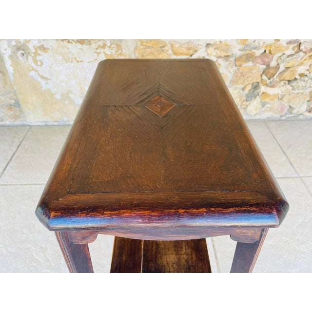 Art Deco Walnut Side Table with Shelf, 1930s For Sale - Image 14 of 18