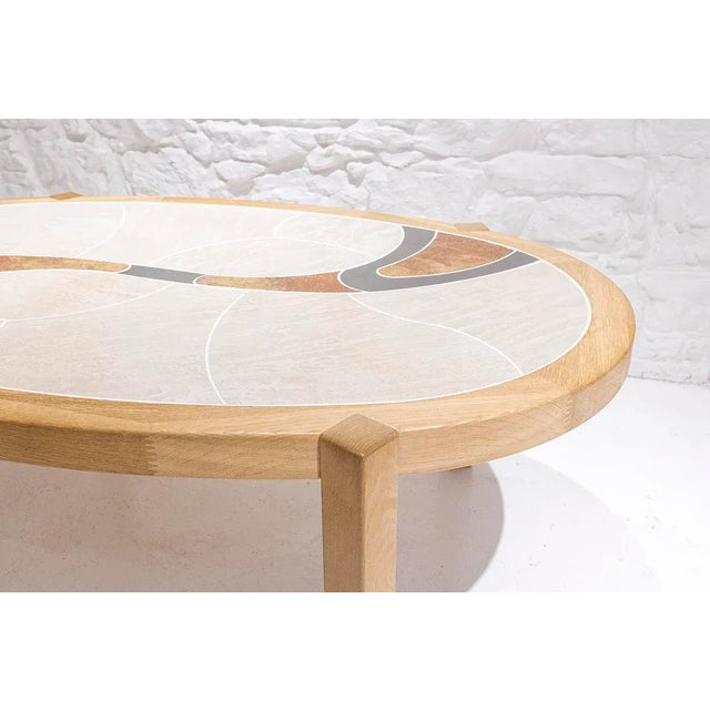 Wood Oak and Ceramic Table from Haslev, 1990s For Sale - Image 7 of 8