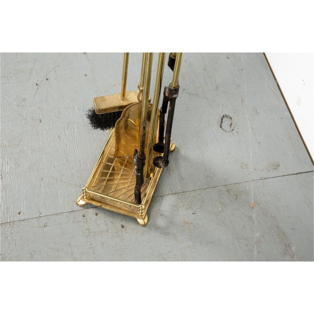 Vintage Brass Fireplace Tool Set—Five Piece Set For Sale - Image 4 of 5