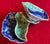 Blue Antique 19th Century Chinese Export Famille Rose Porcelain Leaf Dishes for Soy Sauce and Mustard - a Pair For Sale - Image 8 of 9