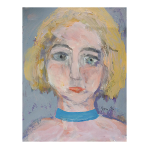 Vintage Mid Century Blonde in Pink Portrait Painting