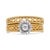 14K Yellow Gold Plated .925 Sterling Silver 1/5 Cttw Diamond Halo Engagement Ring and Wedding Band Set (I-J Color, I3 Clarity) - Size 5 For Sale - Image 4 of 6