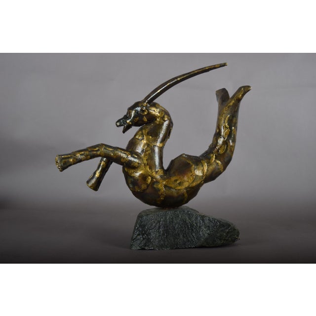 Gold Faust, Capricorn, 1994, Bronze & Stone For Sale - Image 8 of 17