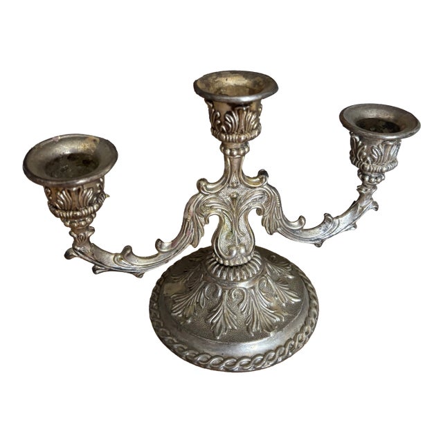 Vintage Ornate 3-Arm Candelabra For Sale
