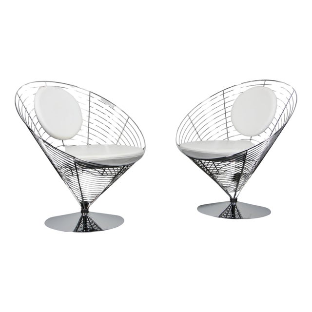 Vintage Wire Cone Chairs by Verner Panton, 1970s, Set of 2 For Sale