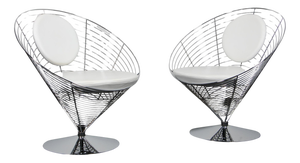 Vintage Wire Cone Chairs by Verner Panton, 1970s, Set of 2