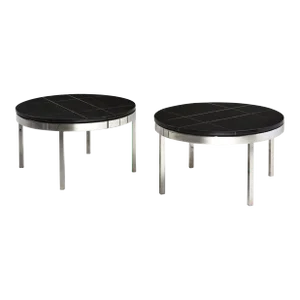 Knoll Black Granite and Stainless Steel Side/End Tables, 1980