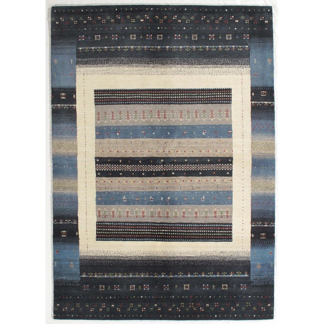 Contemporary Vintage Hand-Knotted Gabbeh Rug 5'7" X 8'0" For Sale - Image 3 of 5