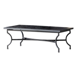 Matthew Izzo Home Moroccan Zellige Midnight Sky Tile With Iron X Base 51" Rectangular Coffee Table For Sale