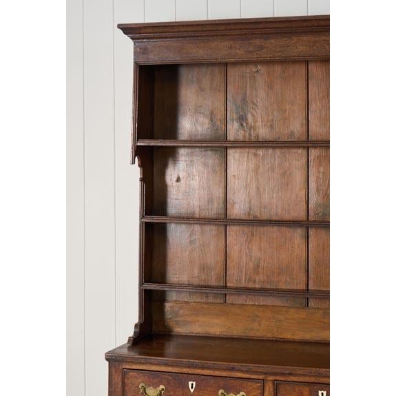 18th Century Oak Buffet + Plate Rack With Brass Hardware and Inlay Keyholes For Sale In Charleston - Image 6 of 10