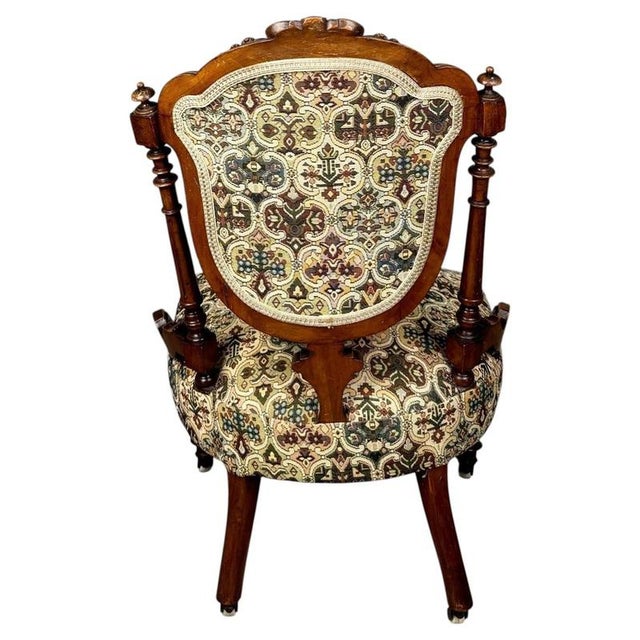 Gold Antique English Walnut Armchairs, Set of 2 For Sale - Image 8 of 14