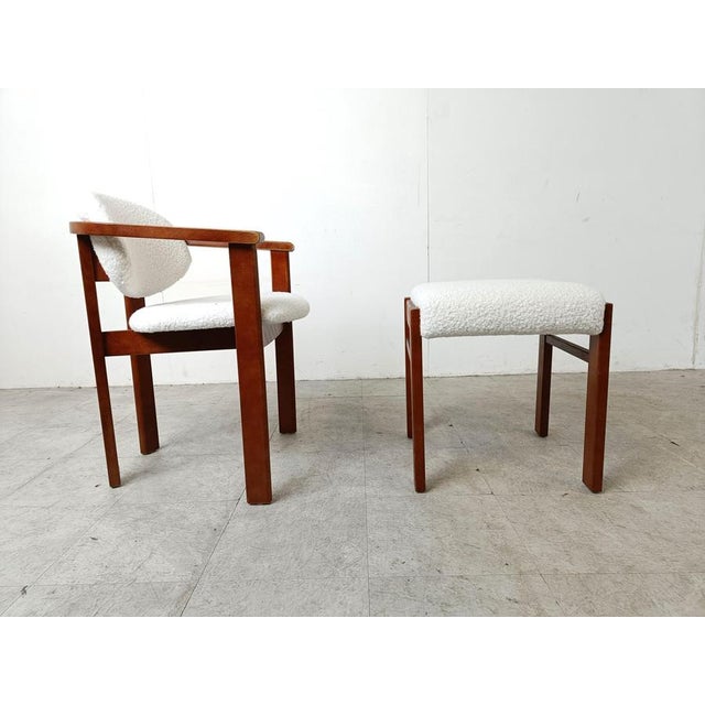 Wood Set of Vintage Armchair and Ottoman, 1960s For Sale - Image 7 of 11