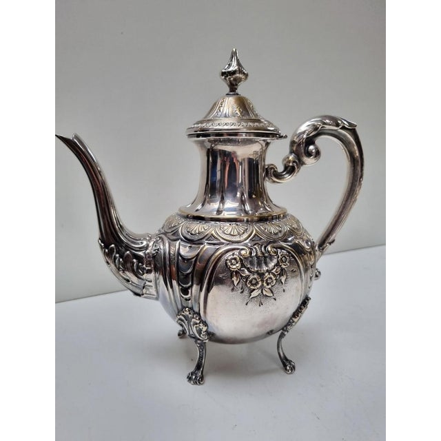 Rococo Baroque Style Silver-Plated Coffee and Tea Set, 1890s, Set of 4 For Sale - Image 9 of 18
