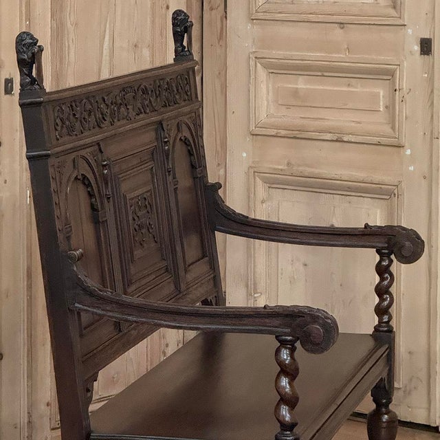 A 19th Century Dutch Carved Oak Renaissance Revival Hall Bench For Sale - Image 14 of 18