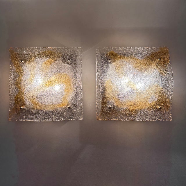 1970s Abstract Murano Glass Wall Sconces from Mazzega, Italy, 1960s, Set of 2 For Sale - Image 5 of 18