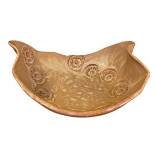 Handmade Studio Pottery Bowl With Organic Curved Form and Textured Impressions. For Sale
