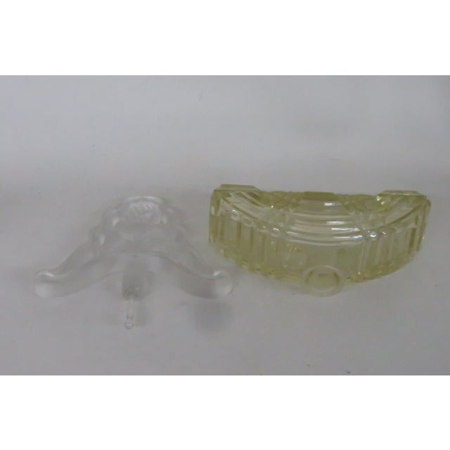 Yellow Czech Perfume Bottle Yellow Glass With Deer Stopper Art Deco Empty Cologne 4779b For Sale - Image 8 of 12