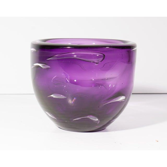 Mid-Century Modern Purple Glass Bowl by Lars Hellsten Orrefors For Sale - Image 3 of 8