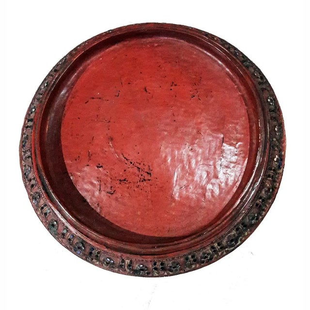 Red Lacquered Pedestal Tray/Table from Thailand, Early 20th Century For Sale In New York - Image 6 of 9