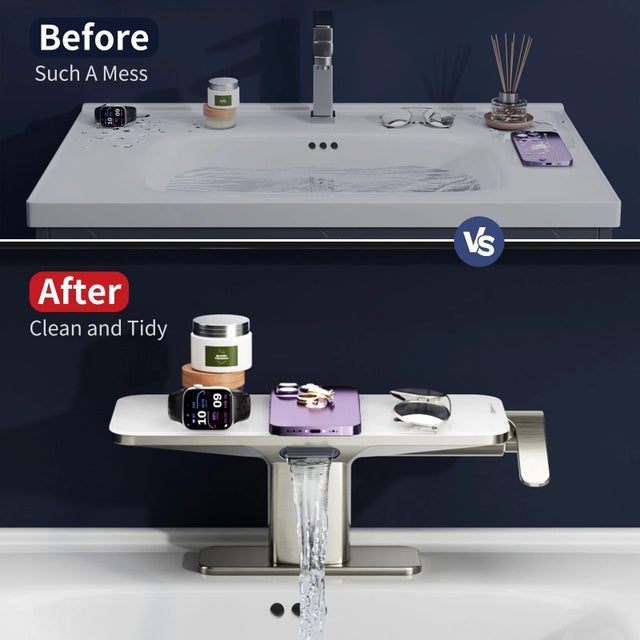 Single-Handle WaterfallBathroomSink Faucet, Elegance Modern Design For Sale - Image 4 of 9