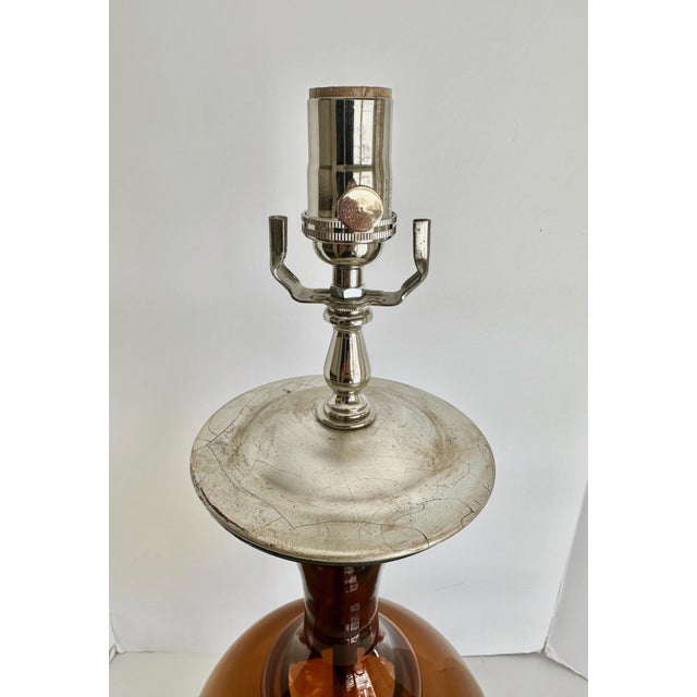Large Swedish Root Beer Brown Glass Table Lamp For Sale - Image 10 of 12