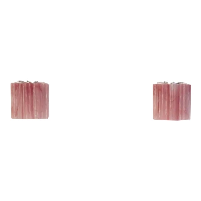 Pair of Murano Glass Tube Wall Sconces 5 Pink Alabaster Glass Tube For Sale