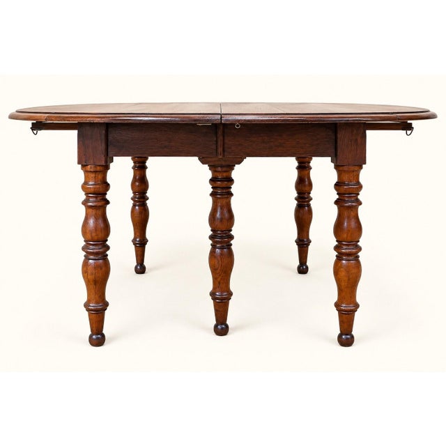 Louis-Philippe Style Extendable Oval Table in Oak, 1800s For Sale - Image 3 of 7