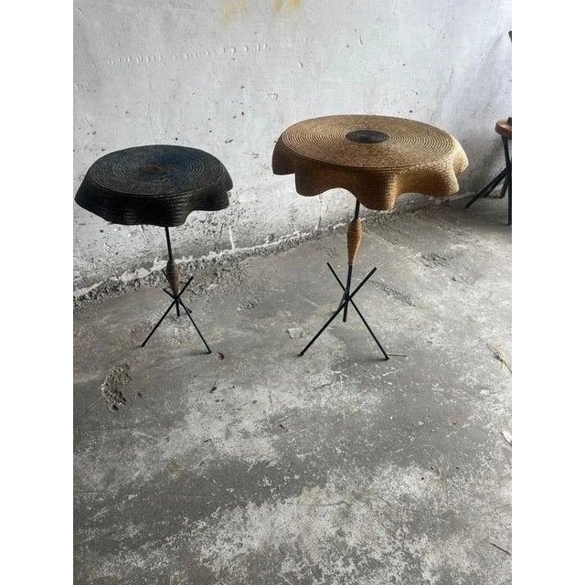 Vintage Italian Raffia Side Tables, Set of 2 For Sale - Image 9 of 9