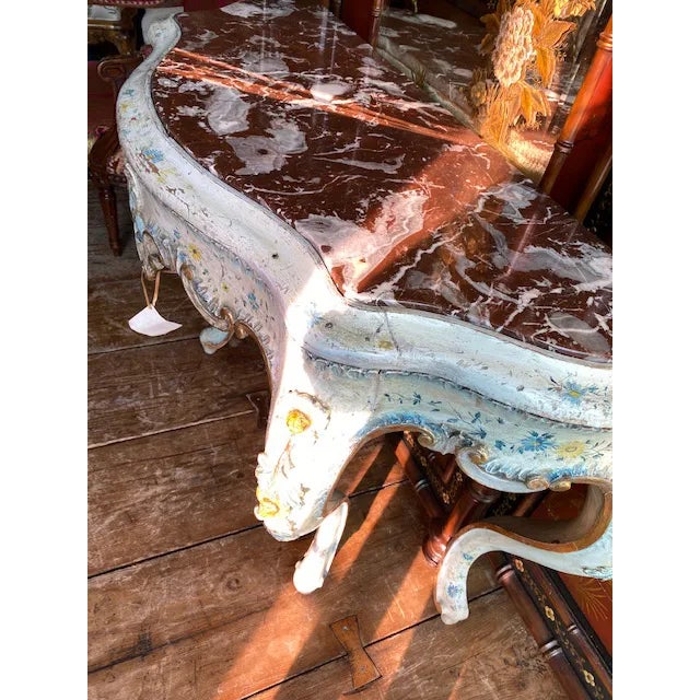 19th C. Venetian Painted White and Blue Console For Sale - Image 12 of 13