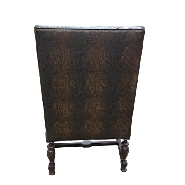 Early 20th Century Renaissance-Style Armchairs Featuring Carved Walnut Wood and Lion Head Armrests. For Sale - Image 4 of 5