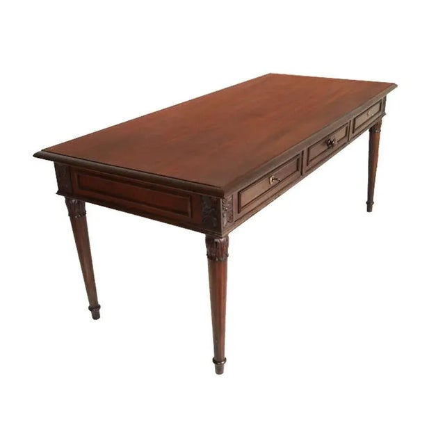 Neo-Classical Carved Walnut Dining Table or Desk, 1910s For Sale - Image 5 of 5