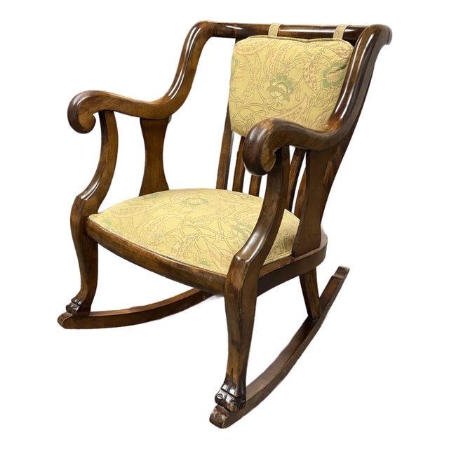 Empire Style Wood Rocking Armchair, Vintage For Sale