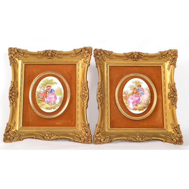 This vintage hand-painted Porcelain reproduction Cameo by B & S Creations New York features a beautiful courting couple in...