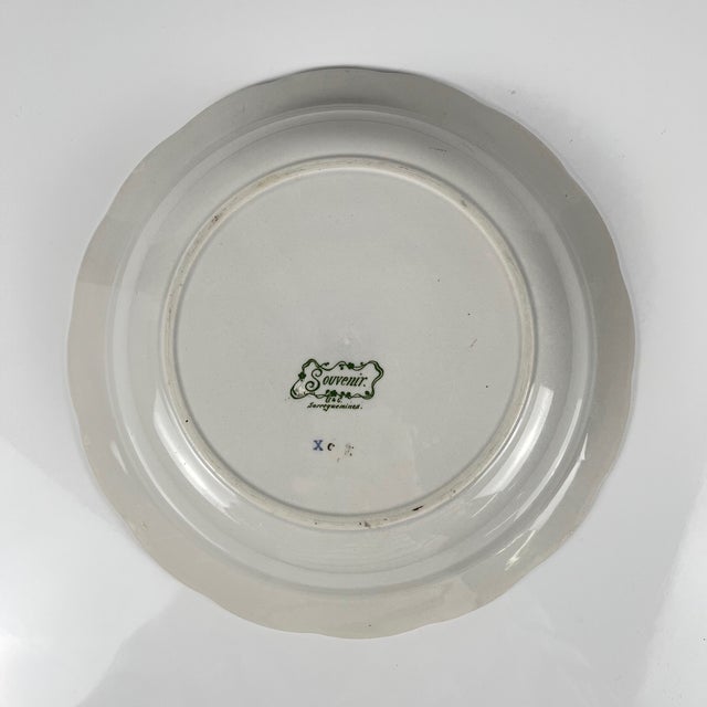 Souvenir Shallow Dish from Sarreguemines, 1890s For Sale - Image 4 of 10