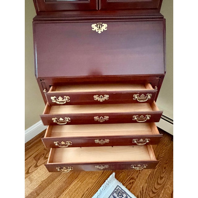 1960s Ethan Allen Georgian Court Cherry Drop-Front Secretary Desk For Sale - Image 9 of 9