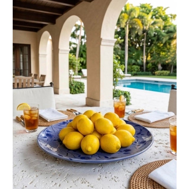 Hand-Painted Moroccan Safi Ceramic Charger Platter by M. Reda Dbila For Sale In West Palm - Image 6 of 10