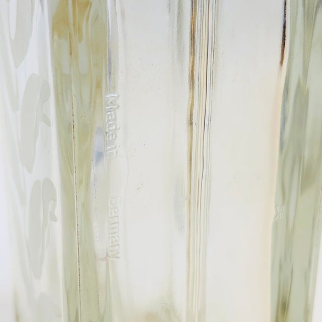 Vintage Frosted Flower Tall Glass Block Vase For Sale - Image 9 of 10