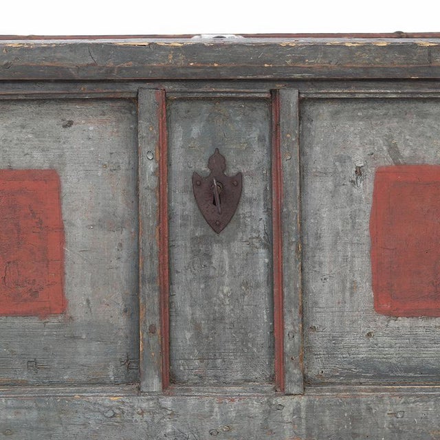 Rustic Antique Rustic Farmhouse Folk Art Painted Bridal Chest For Sale - Image 3 of 9