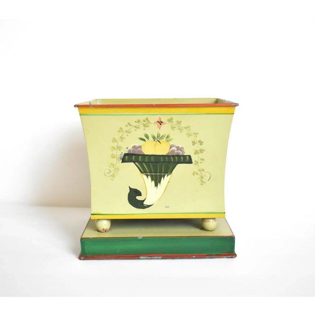 Vintage Hand-Painted Tole Cachepot For Sale - Image 4 of 10