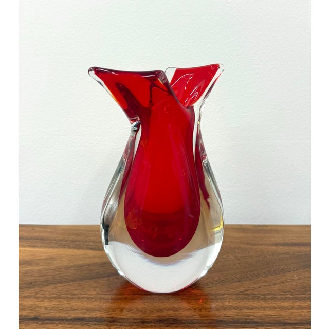 Glass Vintage Murano Style Italian Glass Vase For Sale - Image 7 of 7