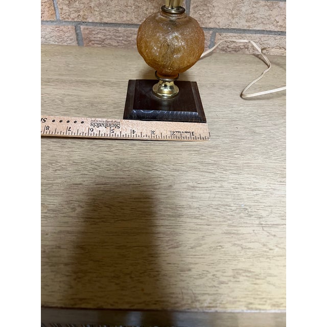 Brown Vintage Fancy Wood and Glass Table Lamp For Sale - Image 8 of 10