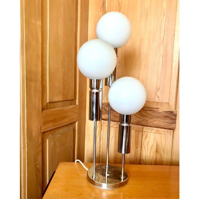 Space Age Atomic Table Lamp in Opal Chrome from Sölken Leuchten, 1970s For Sale - Image 6 of 7