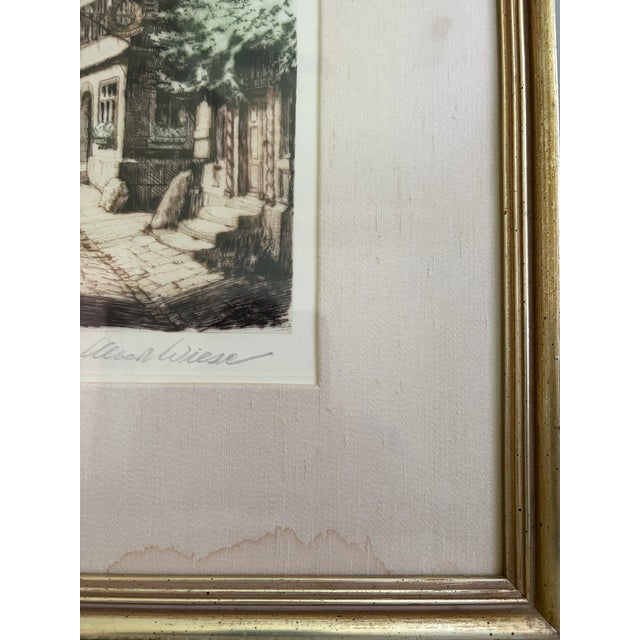 Pair of Signed Mid-Century Hand-Colored German Etchings of Rothenburg Ob Der Tauber | Ernst Geissendörfer & Albert Wiese For Sale In Greensboro - Image 6 of 12