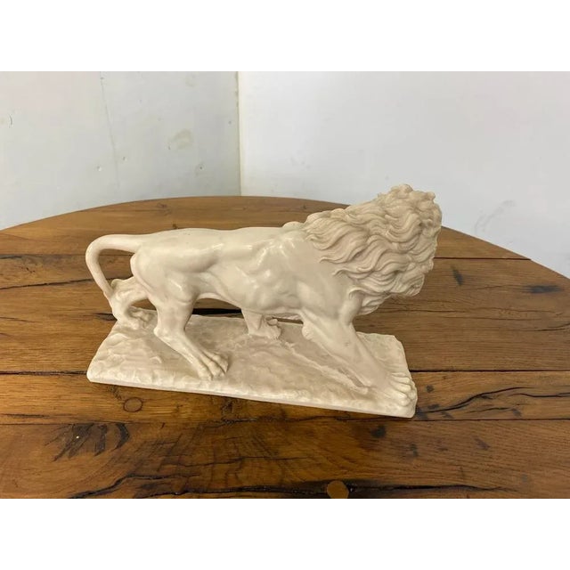 Vintage White Marble Resin Lion Sculpture, 1950s For Sale - Image 4 of 10