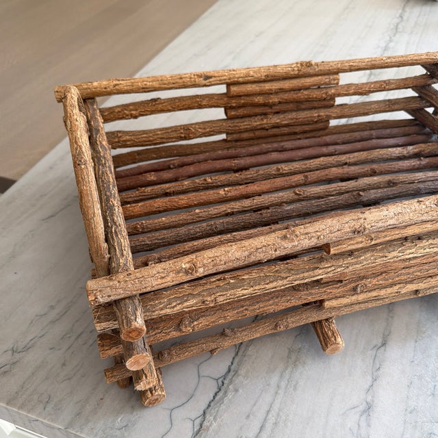 Vintage Rustic Adirondack Style Tray Crafted From Natural Bark on Twigs For Sale - Image 10 of 11
