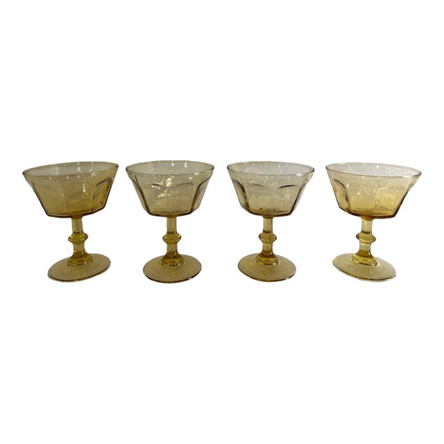 1960s Lenox Bryce in a Subtle Shade of Antique Yellow - Champagne Sherbet Glasses- Set of 4 For Sale